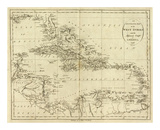 Map of the West Indies, c.1796 Prints by John Reid