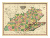Kentucky, Tennessee and Part of Illinois, c.1823 Print by Henry S. Tanner