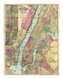 Map of New York and Adjacent Cities, c.1874 Posters by Gaylord Watson