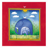 Elephants Giclee Print by L. Edwards