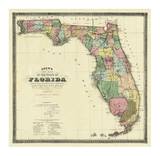 New Map of the State of Florida, c.1870 Poster von Columbus Drew