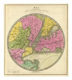 Map of the Country Twenty Five Miles Round the City of New York, c.1840 Prints by Jeremiah Greenleaf