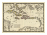 Iles Antilles ou des Indes Occidentales, c.1828 Posters av Adrien Hubert Brue