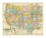 National Map of the Territory of the United States, c.1868 Affiches par William J. Keeler