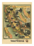 The Unique Map of California, c.1885 Art by E. M. Johnstone