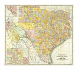 Railroad And County Map Of Texas, c.1882 Art Railroad And County Map Of Texas, c.1882 Art