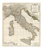 New Map of Italy with the Islands of Sicily, Sardinia and Corsica, c.1790 Print by Thomas Kitchin