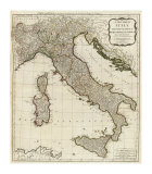 New Map of Italy with the Islands of Sicily, Sardinia and Corsica, c.1790 ジクレープリント - Thomas Kitchin