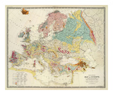 Geological Map of Europe, c.1856 Print by Sir Roderick Impey Murchison