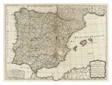 New Map of the Kingdoms of Spain and Portugal, c.1790 Print by Thomas Kitchin