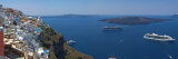 Ships in the Sea Viewed from a Town, Santorini, Cyclades Islands, Greece Fotografie-Druck von  Panoramic Images