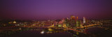 High Angle View of Buildings Lit Up at Night, Three Rivers Stadium, Pittsburgh, Pennsylvania, USA Photographic Print by  Panoramic Images
