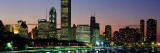 Buildings Lit Up at Dusk, Lake Michigan, Chicago, Cook County, Illinois, USA Photographic Print by  Panoramic Images
