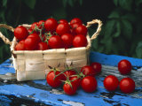 Still Life of Cherry Tomatoes in a Rectangular Woven Basket Photographic Print