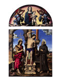St Sebastian with St John the Baptist and St Francis of Assisi, Madonna and Child and Two Angels reproduction procédé giclée par Andrea Appiani