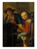 Old Woman with Hand-Warmer and Man Lighting the Pipe Giclee Print by Giuseppe De Nittis