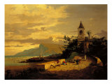 Village of Fishermen with Church Giclee Print Village of Fishermen with Church Giclee Print