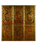 Wooden Panel Depicting Dragons Giclee Print