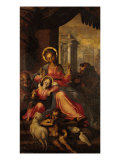 Holy Family, Young St John and St Francis Giclee Print