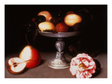 Fruitstand with Plums, Pears and a Rose Giclee Print