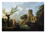Landscape with Fishermen by a Torrent Reproduction procédé giclée par Ludwig Hohlwein