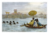 Ladies on a Japanese Ferry Boat of the Old Regime, Pulled by Female Swimmers Giclee Print