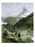 Village of Zermatt in the Valley Below the Matterhorn Giclee Print
