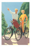 Man and Woman Bicycling in Nature Pósters Man and Woman Bicycling in Nature Pósters