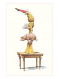 Clown Balancing on Pig Lámina giclée Clown Balancing on Pig Lámina giclée