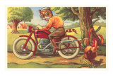 Cartoon Cat on Motorcycle Pósters Cartoon Cat on Motorcycle Pósters