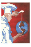 Chef Pouring Chocolate Onto Globe Posters