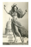 Lady with Maracas in Front of Capitol Posters