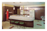 Modern Kitchen with Brown Cabinets Print