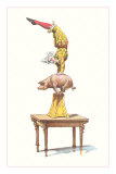 Clown Balancing on Pig Photographie