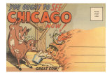 Cartoon of O'Leary's Cow, Chicago, Illinois Posters