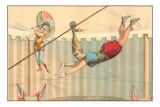 Woman Hanging by Hair and Tight Rope Walker Posters
