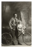 Standing Bicyclist with Little Girl on Handlebars Posters