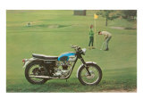 Blue and White Motorcycle at the Golf Course Lámina giclée Blue and White Motorcycle at the Golf Course Lámina giclée