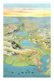 Mapof the Suez Canal Kunstdrucke