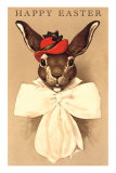 Easter Bunny with Hat and Big Bow Posters