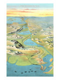 Mapof the Suez Canal Lámina giclée Mapof the Suez Canal Lámina giclée