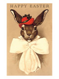 Easter Bunny with Hat and Big Bow Lámina giclée