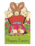 Happy Easter, Cartoon Rabbit with Accordion Lámina giclée Happy Easter, Cartoon Rabbit with Accordion Lámina giclée