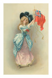Woman in Bustle Hoisting Red Ensign Kunstdrucke