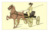 Woman in Hat with Trotting Horse Posters