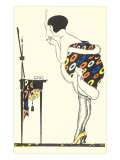 Flapper Smoking in Front of Mirror Lámina giclée