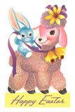 Children's Easter Bunny Riding Lamb Photo