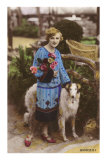 Woman with Roses and Borzoi Posters