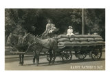 Father's Day, Farmer with Kids on Wagon Lámina giclée
