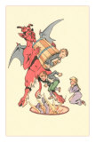 Winged Devil Dumping Kids in Hell Posters